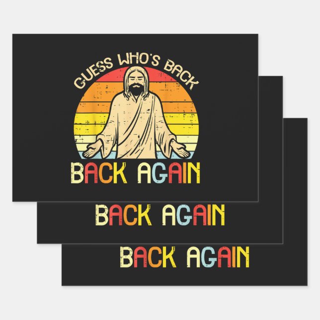 Easter Jesus Guess Whos Back Religious Christian Wrapping Paper Sheets (Set)