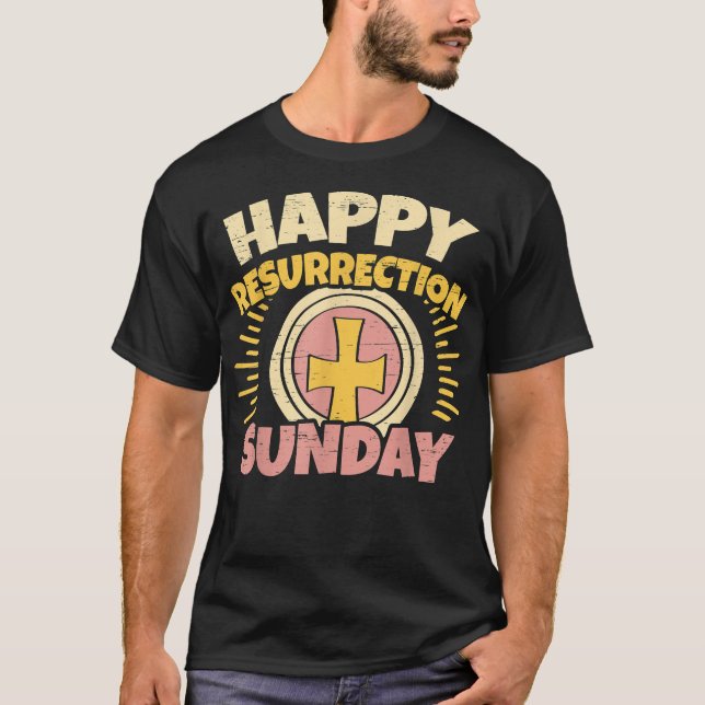 Easter Jesus Happy Resurrection Sunday Egg Rabbit  T-Shirt (Front)