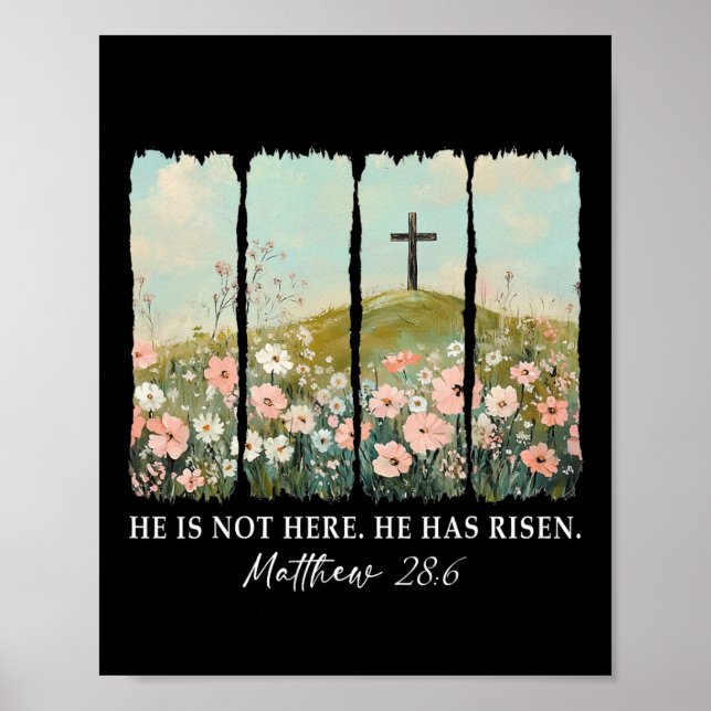 Easter Jesus He Is Not Here He Has Risen Wildflowe Poster (Front)