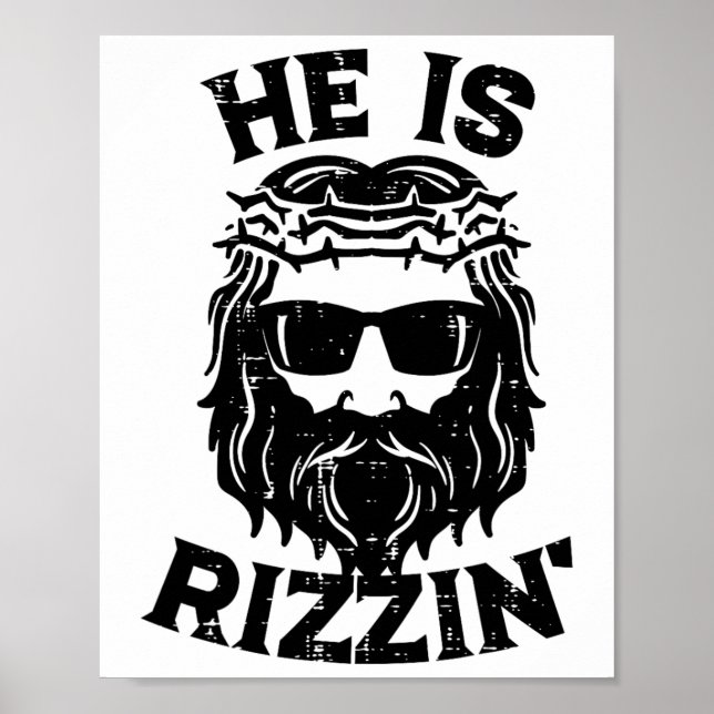 Easter Jesus He Is Rizzin Risen Fun Christian Men  Poster (Front)