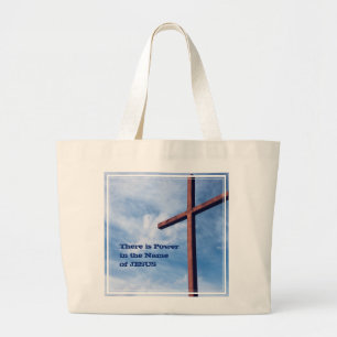 Easter JESUS Power Name Christian Cross Large Tote Bag
