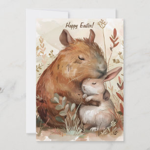 Easter Joy: Capybara & Bunny Edition Holiday Card