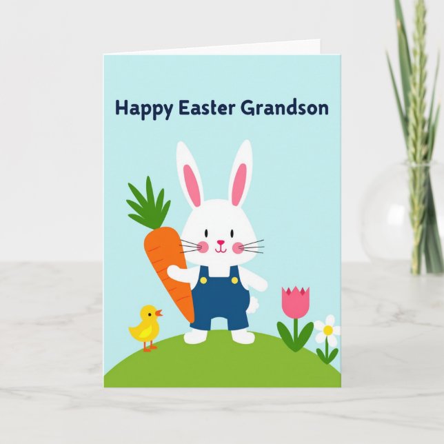 Easter Joy Grandson Cute Card (Front)