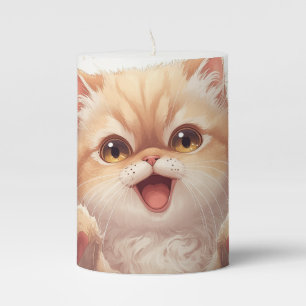 “Easter Joy Persian Kitty" Cute Persian Cat Pillar Candle