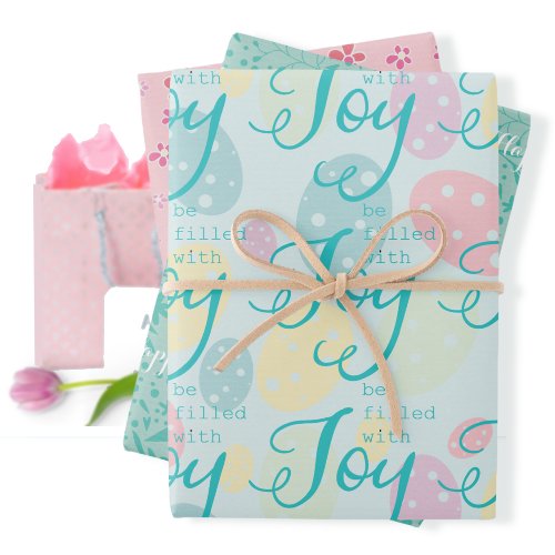 Easter Joy Wrapping Paper Flat Sheet Set of 3