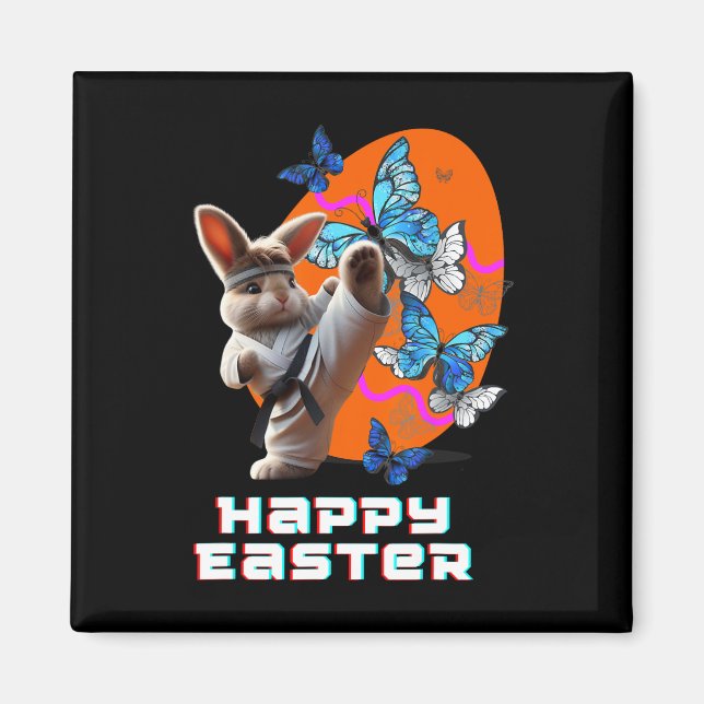Easter Karate Bunny  Magnet (Front)