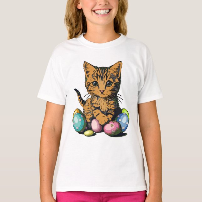 Easter Kitten Calico or Tabby Orange Kitty   T-Shirt (Front)