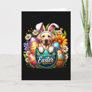 Easter Labrador Puppy Floral Easter Colorful Eggs Card