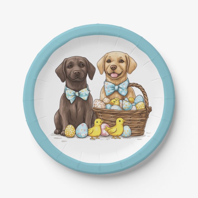Easter Labrador Retriever Dogs Paper Plates (Front)