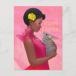 "Easter Lady with Rabbit." Postcard