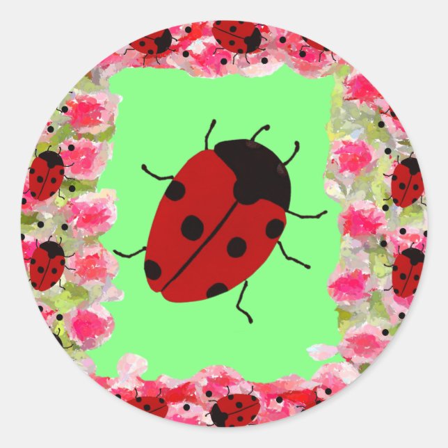 Easter Ladybug Classic Round Sticker (Front)