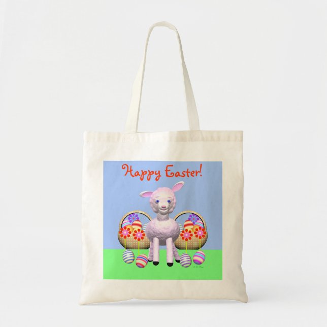 Easter Lamb and Baskets Tote Bag (Front)