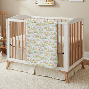 Easter Lamb And Chick Watercolor Floral Spring Baby Blanket