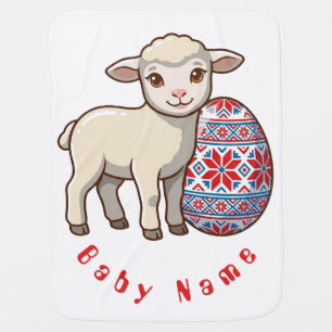 Easter Lamb Baby Blanket   Personalized Name