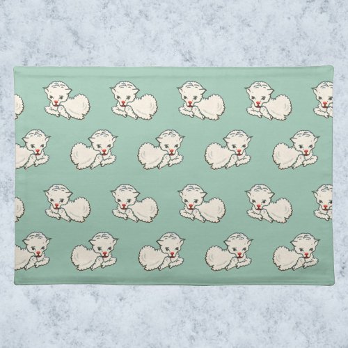 Easter Lamb Baby Farm Animal Vintage Religion Cloth Placemat