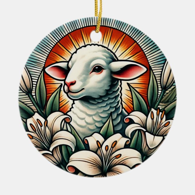 Easter Lamb                                        Ceramic Ornament (Front)