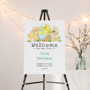 Easter Lamb Chick and Bunny Baby Shower Welcome Foam Board