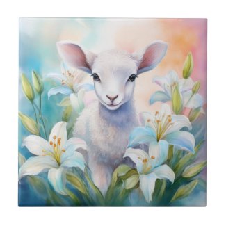 Easter Lamb Decorative Tile