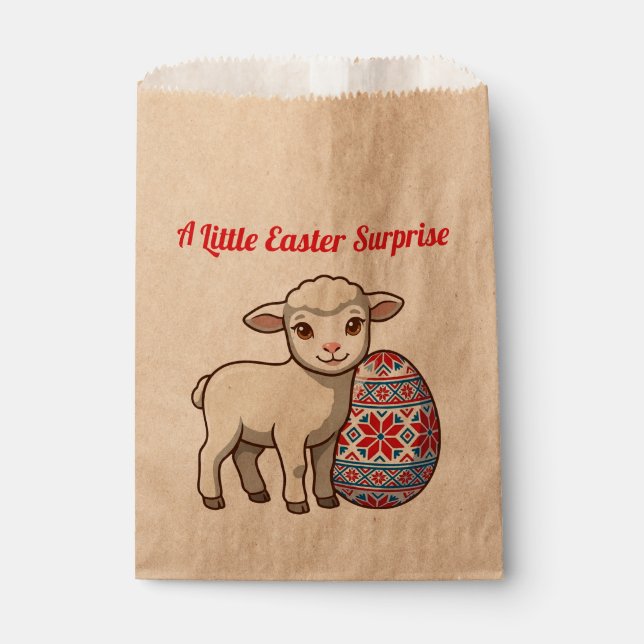  Easter Lamb Favor Bag - Retro Glossy Style (Front)