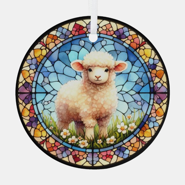 Easter Lamb In Stained Glass Ornament (Back)