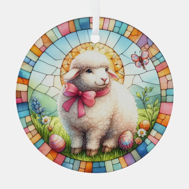Easter Lamb In Stained Glass Ornament (Back)