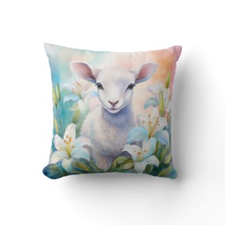 Easter Lamb Throw Pillow