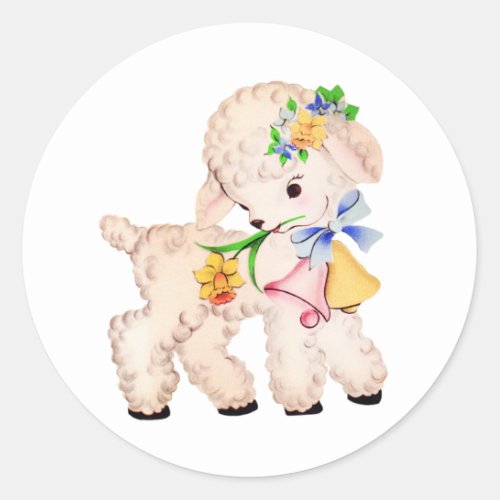 EASTER LAMB VINTAGE CLASSIC ROUND STICKER