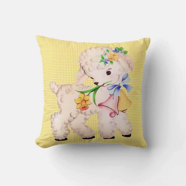EASTER LAMB VINTAGE PILLOW (Front)