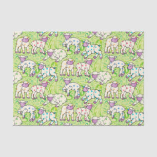 Easter Lambs Pattern on Paisley Tissue Paper