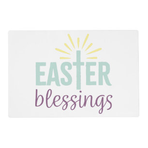 Easter Laminated Placemat "Easter Blessings" Cross