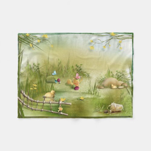 Easter Landscape Small Fleece Blanket