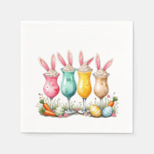 Easter Latte Glasses of Latte with Bunny Ears Napkins