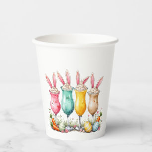 Easter Latte Glasses of Latte with Bunny Ears Paper Cups