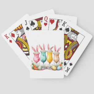 Easter Latte Glasses of Latte with Bunny Ears Poker Cards