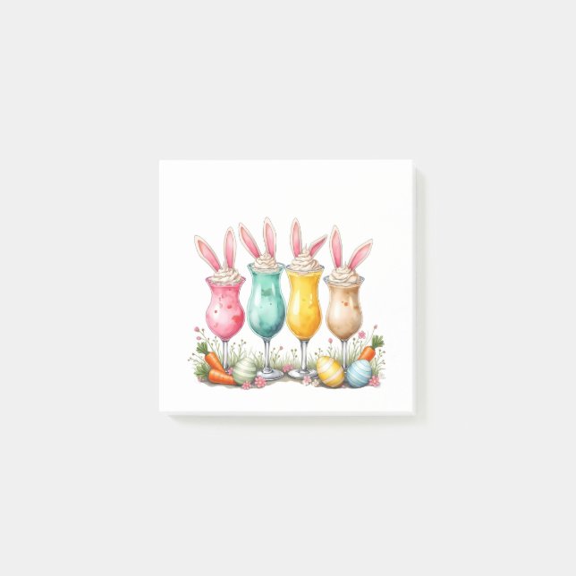 Easter Latte Glasses of Latte with Bunny Ears Post-it Notes (Front)