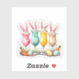 Easter Latte Glasses of Latte with Bunny Ears Sticker