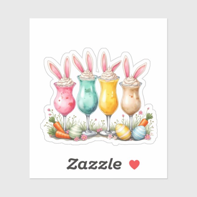 Easter Latte Glasses of Latte with Bunny Ears Sticker (Sheet)