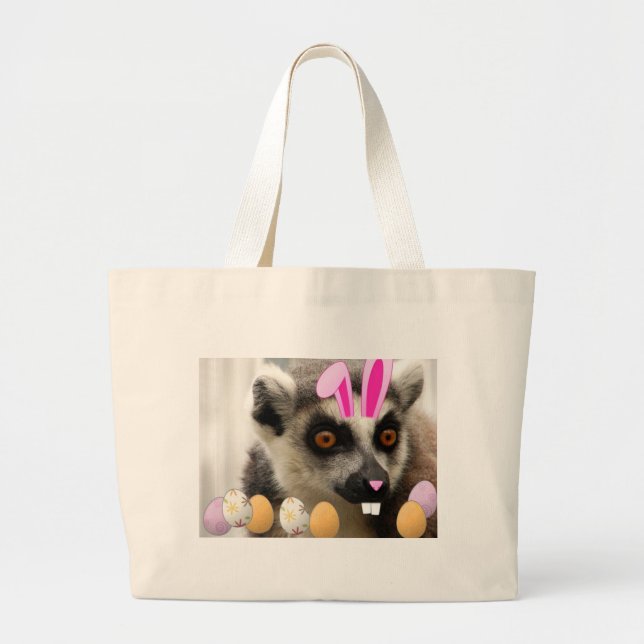 Easter Lemur Large Tote Bag (Front)