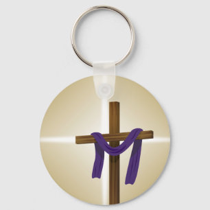 Easter Lent Cross Purple Drape Resurrection Day Keychain