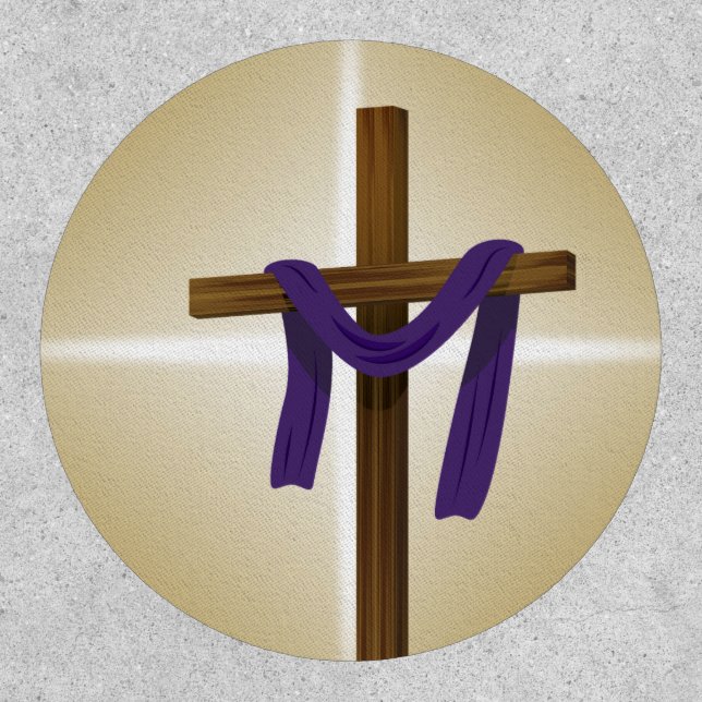 Easter Lent Cross Purple Drape Resurrection Day Patch (Front)