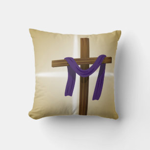 Easter Lent Cross Purple Drape Resurrection Day Throw Pillow