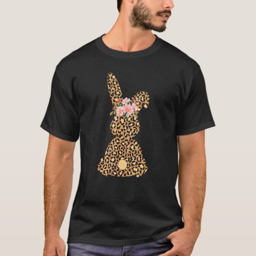 Easter Leopard Bunny Rabbit Floral Sunday Girls Wo T_Shirt