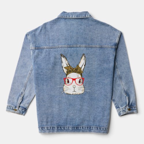 Easter Leopard Bunny Rabbit Palm Sunday Girls Wome Denim Jacket