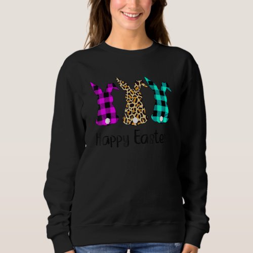 Easter Leopard Bunny Rabbit Palm Sunday Girls Wome Sweatshirt