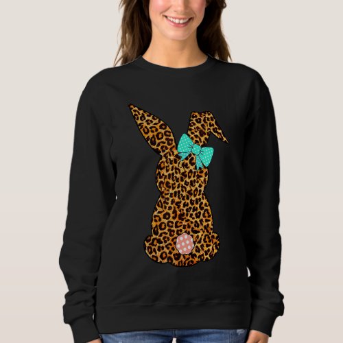Easter Leopard Bunny Rabbit Palm Sunday Girls Wome Sweatshirt