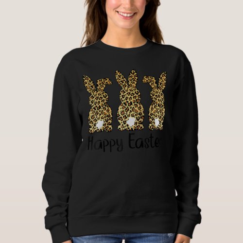 Easter Leopard Bunny Rabbit Palm Sunday Girls Wome Sweatshirt