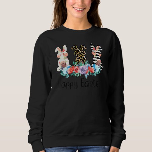 Easter Leopard Bunny Rabbit Palm Sunday Girls Wome Sweatshirt