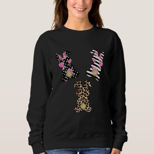 Easter Leopard Bunny Rabbit Palm Sunday Girls Wome Sweatshirt