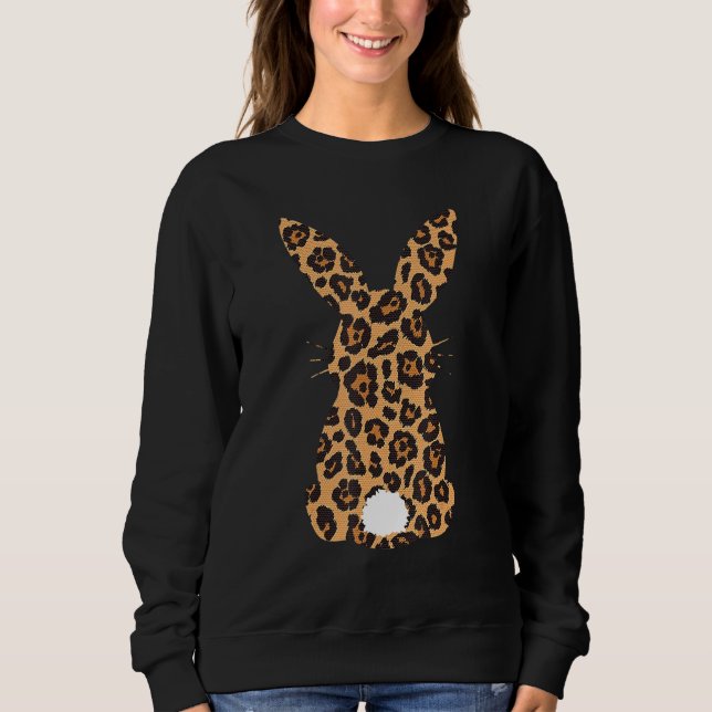 Easter Leopard Bunny Rabbit Palm Sunday Girls Wome Sweatshirt (Front)