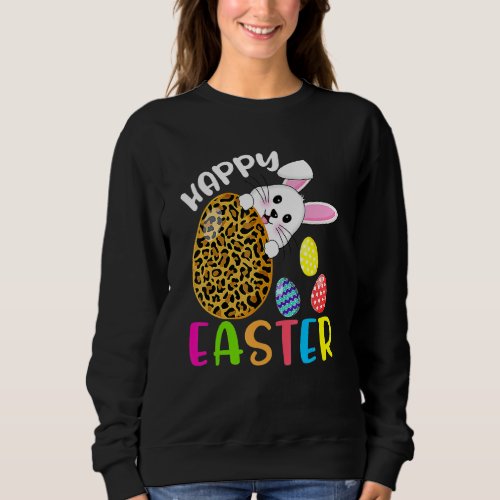 Easter Leopard Bunny Rabbit Palm Sunday Girls Wome Sweatshirt